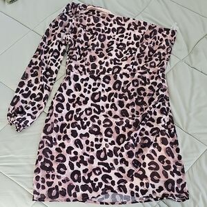 Pink Lily One-Shoulder Leopard Dress